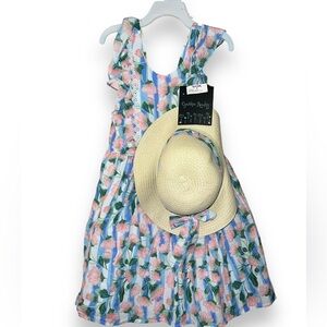 ✅Cynthia Rowley Girls Stripped Floral Dress with Hat👒🎀